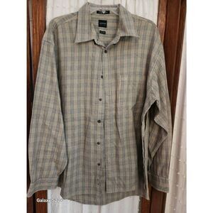 M21 Arrow green & tan plaid casual men's button shirt long sleeve XXL 17-17 1/2"